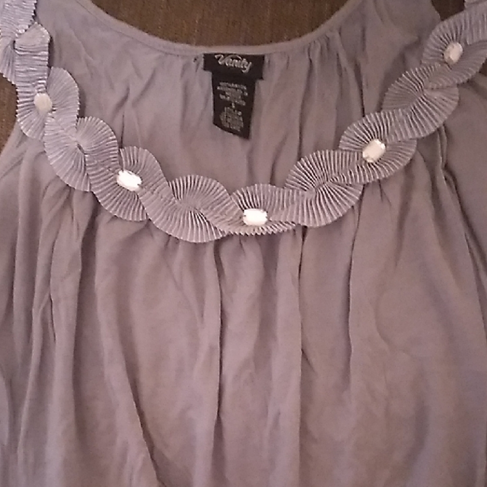 Vanity Gray Sleeveless Embellished Blouse